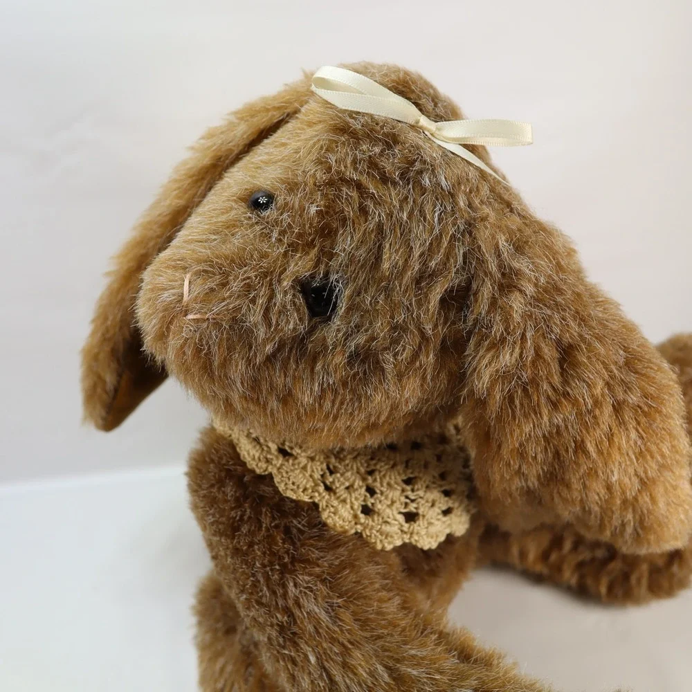 Vintage Easter Bunny Brown Rabbit Jointed Plush Stuffed Animal Bear Carol Dayton